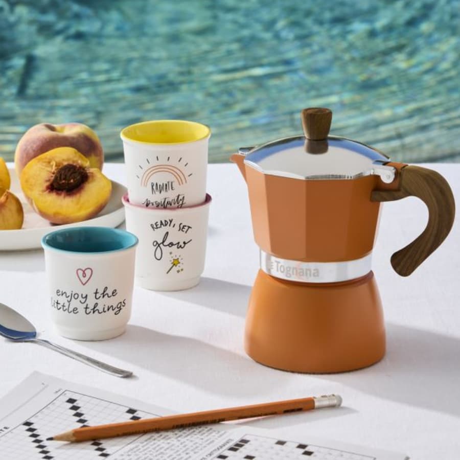 Комплект 4 части Tognana Color Block, Кафеварка + 3 чаши за кафе