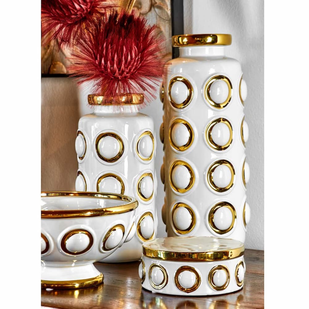 Кутия Fade Narciso, 17 см, Керамика, бял