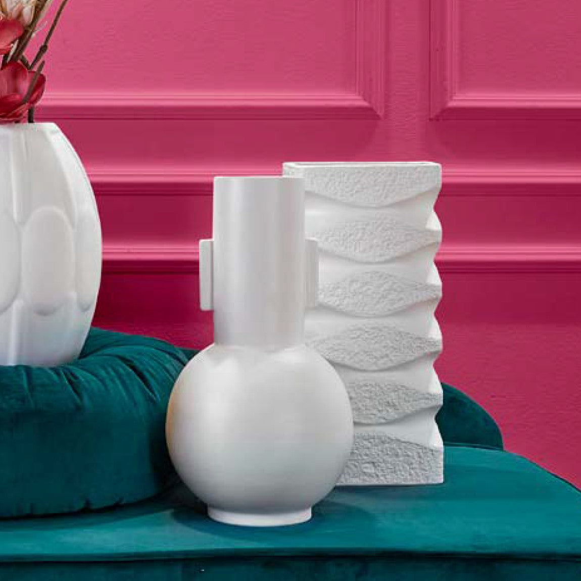 Ваза Fade Roma, 38 см, Керамика, Бял