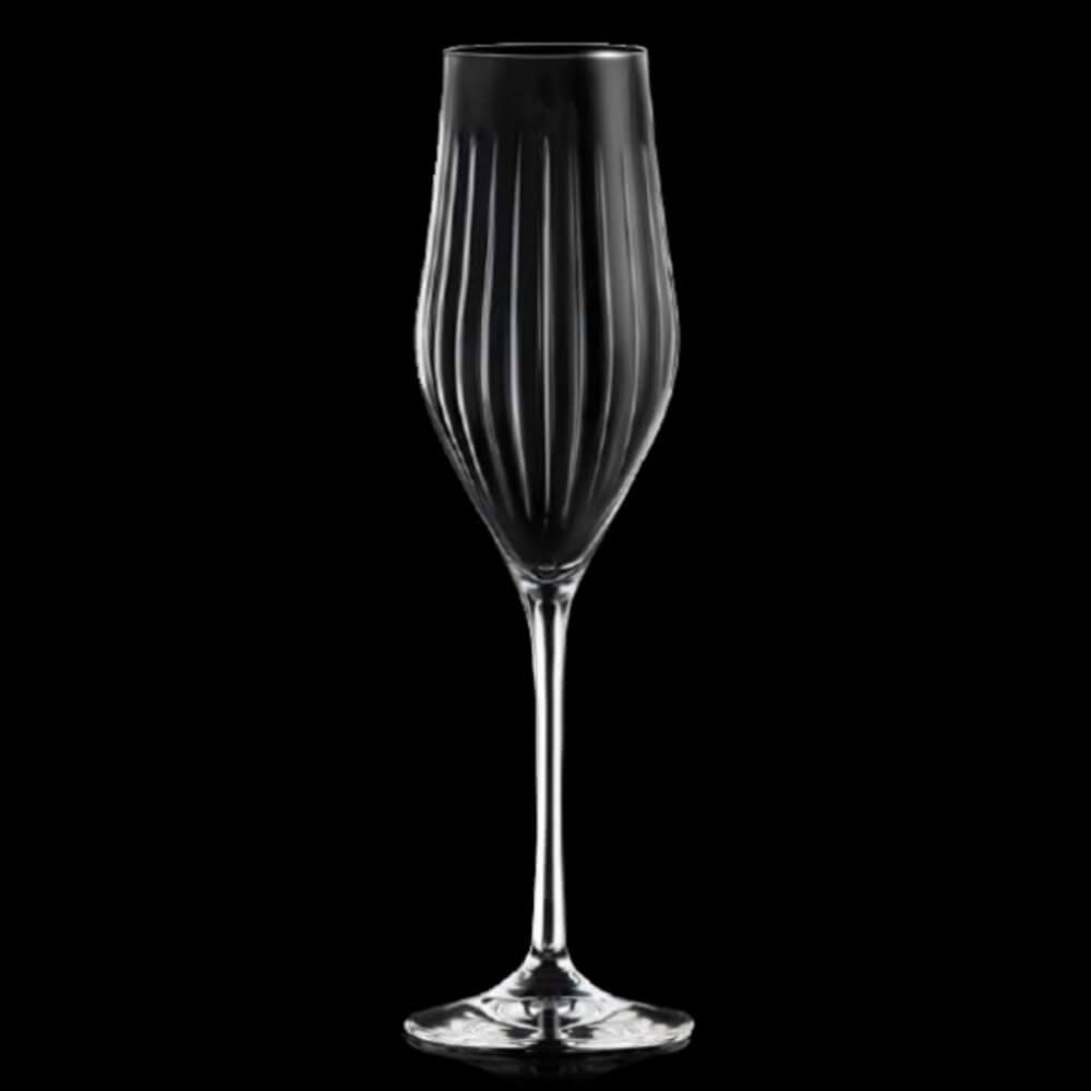 Комплект 6 кристални чаши за шампанско RCR Italy Timeless T23, 230 мл, LUXION®