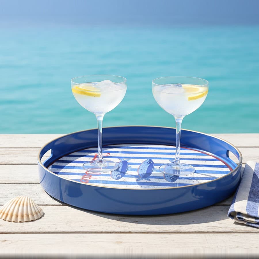 Табла за сервиране Tognana, Summer Time, кръгла, 38 cm, полипропилен, син