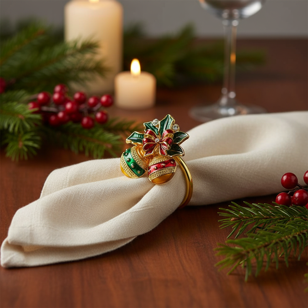 Комплект 6 пръстени за салфетки Fade Palline, Метал