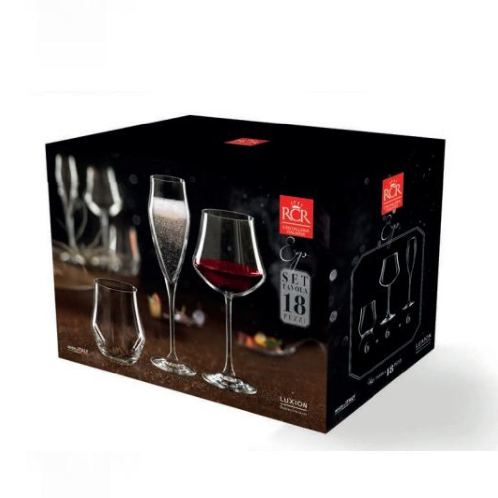 Комплект 18 кристални чаши RCR Italy EGO 30, LUXION®