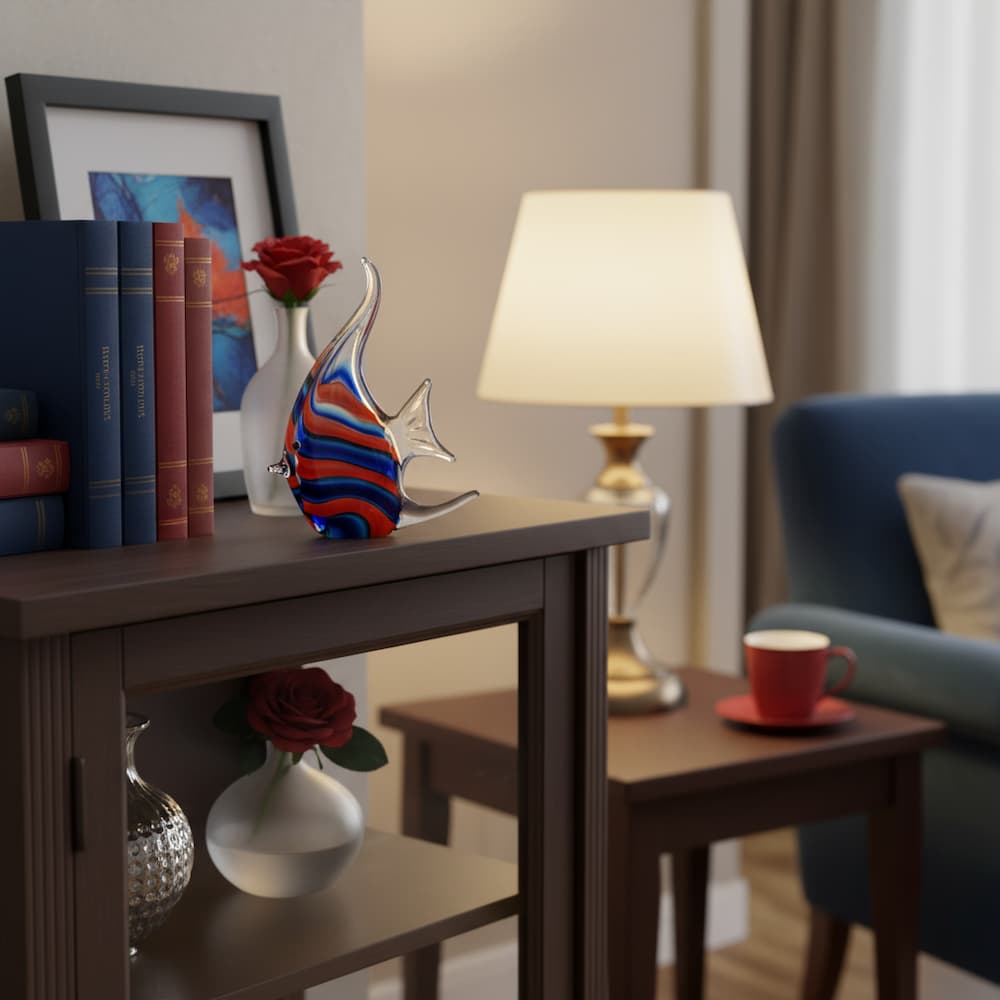 Декорация рибка Fade Fantasy Glass, 21 см, Стъкло, син и червен