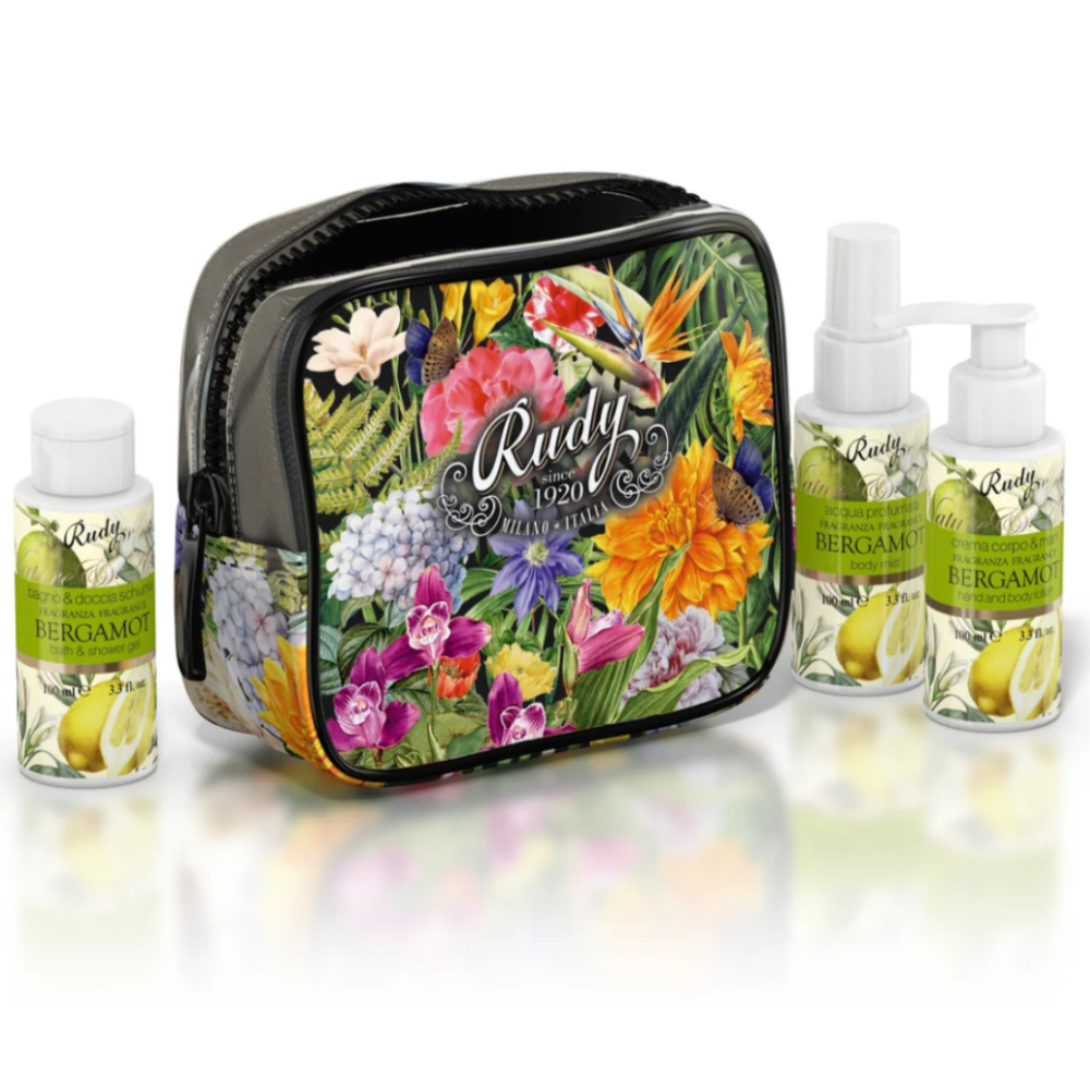 Несесер с Душ гел, Крем за ръце и тяло, Ароматизирана вода Bergamot, Rudy Profumi, 100 мл