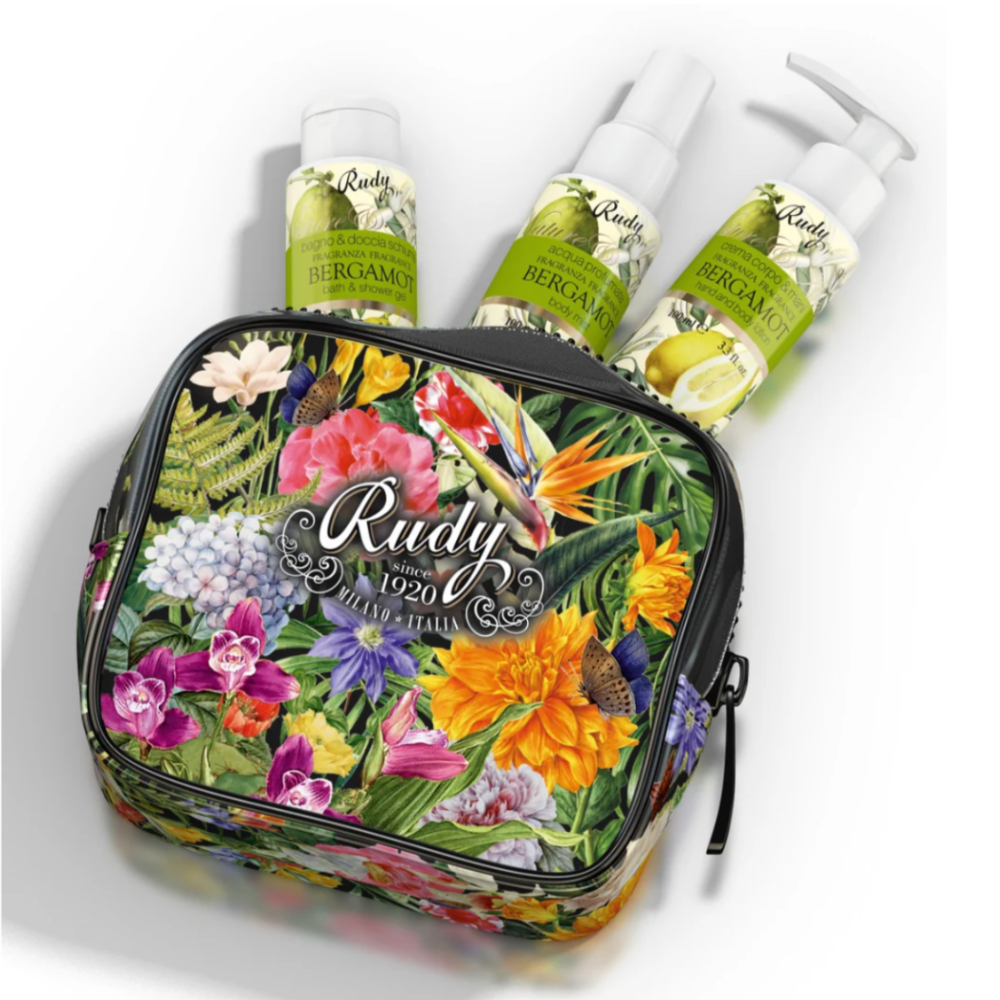 Несесер с Душ гел, Крем за ръце и тяло, Ароматизирана вода Bergamot, Rudy Profumi, 100 мл