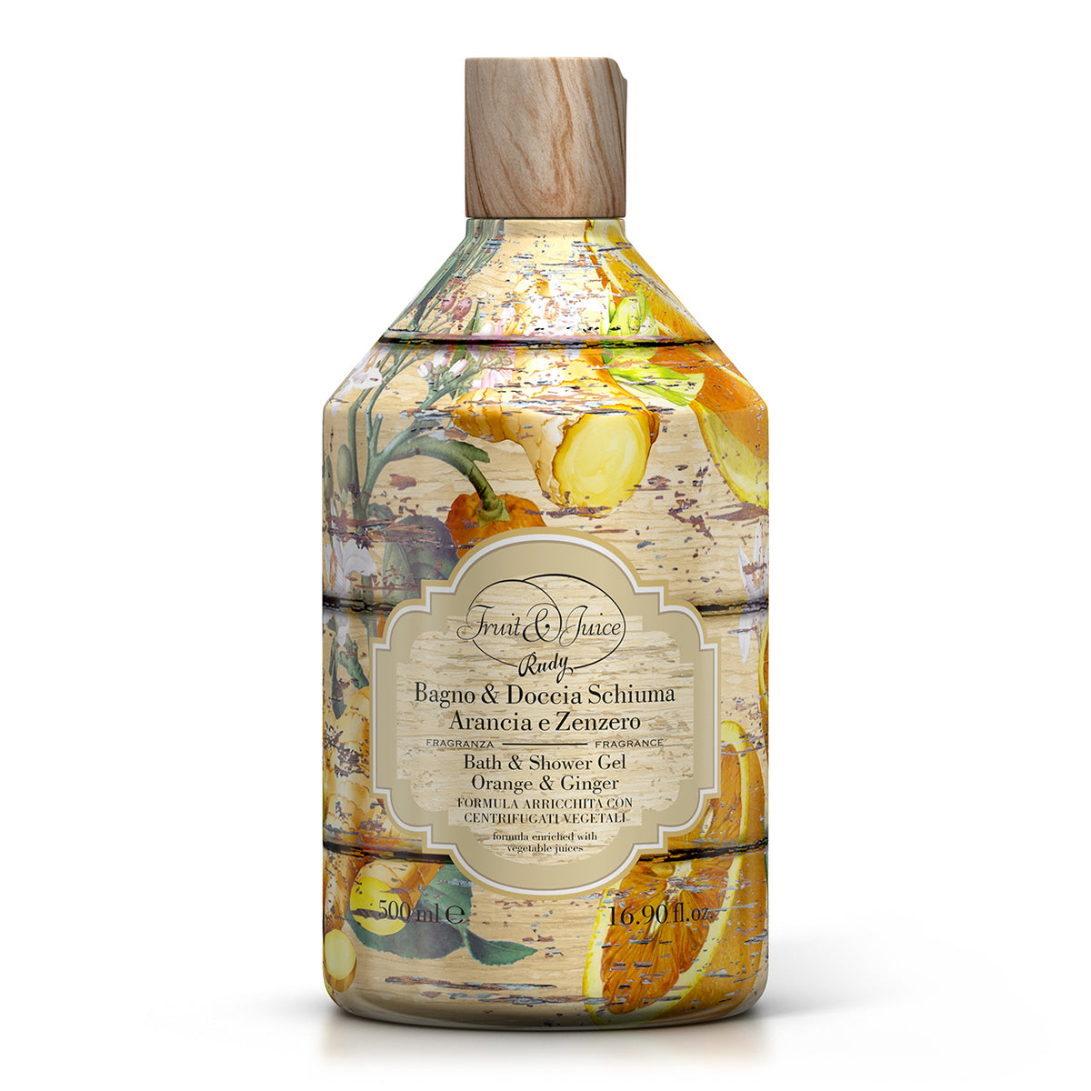 Хидратиращ Душ гел Rudy Profumi, Fruit & Juice, 500 мл, Портокал и Джинджифил