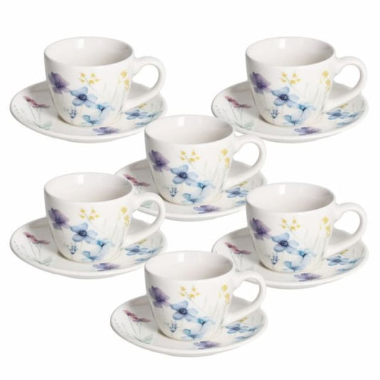 Комплект 6 чаши с чинийки за еспресо Tognana Florenne, Порцелан, 80 мл