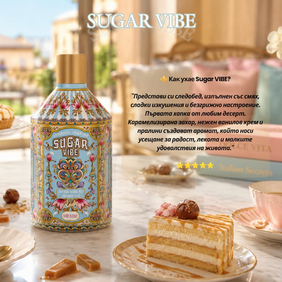 Ароматен Душ гел Rudy Profumi, Le Maioliche Gourmand Sugar VIBE, 500 мл, Карамел