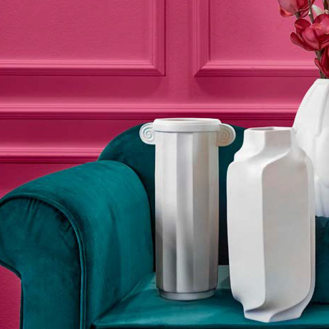 Ваза Fade Roma, 35 см, Керамика, Бял