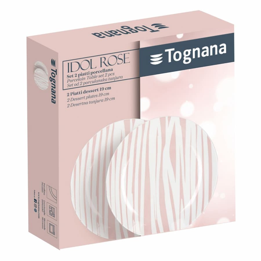 Комплект 2 десертни чинийки Tognana, IRIS IDOL, 19 см, розов, порцелан