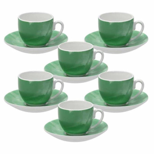 Комплект 6 чаши с чинийки за еспресо Tognana Sfera ColorPlay, Зелен, Порцелан, 120 мл