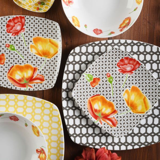 Сервиз съдове за хранене Area Poppies, TOGNANA, 18 части, фин порцелан