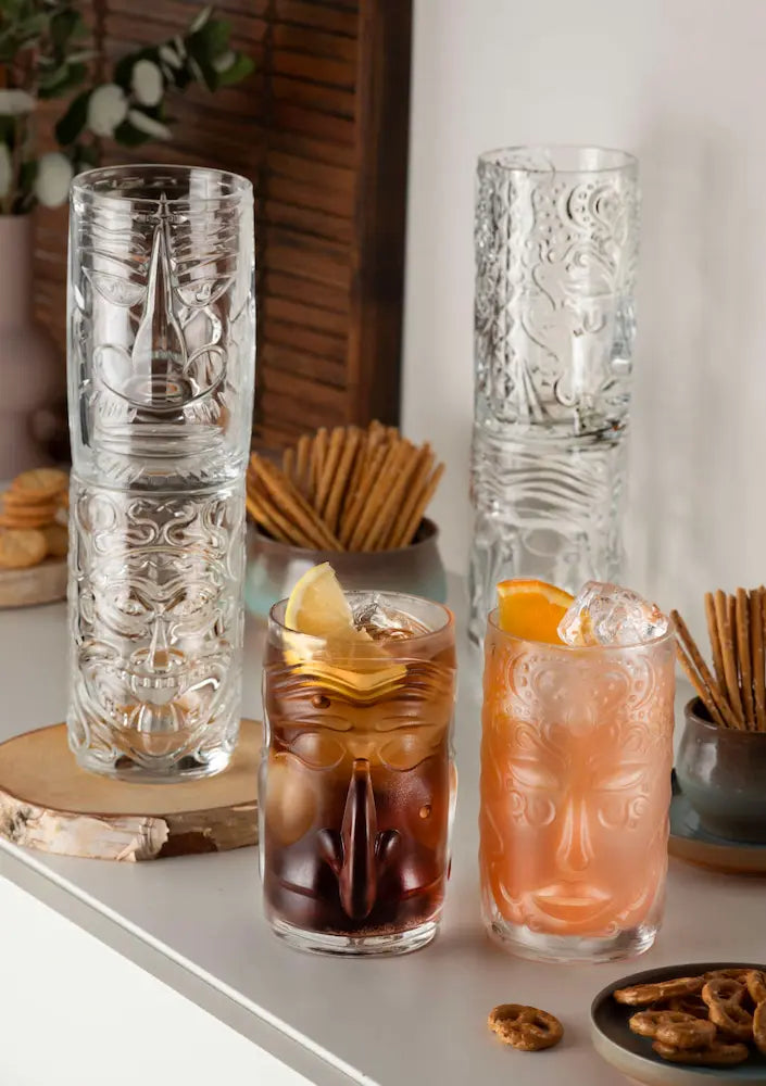 Комплект 4 кристални чаши за вода RCR Italy Tiki Pulcinella, 450 мл, LUXION®