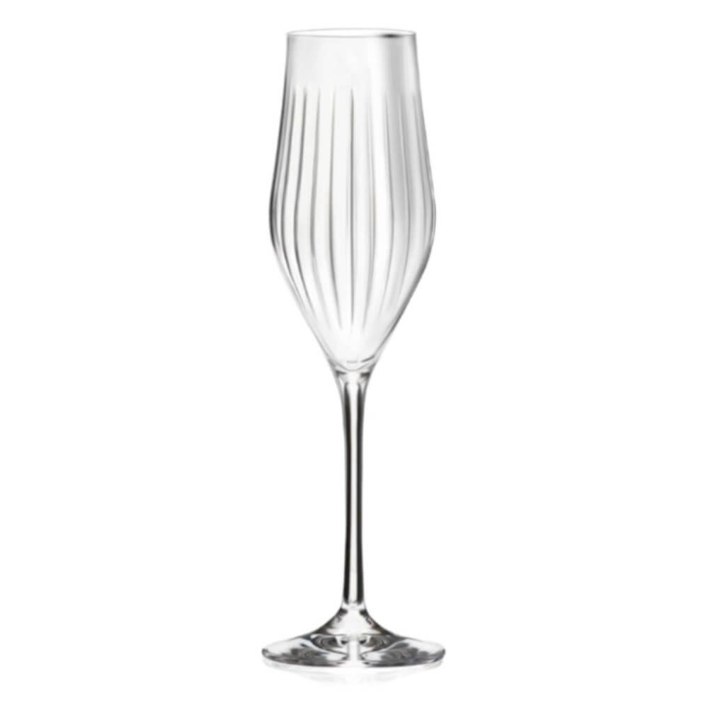 Комплект 6 кристални чаши за шампанско RCR Italy Timeless T23, 230 мл, LUXION®