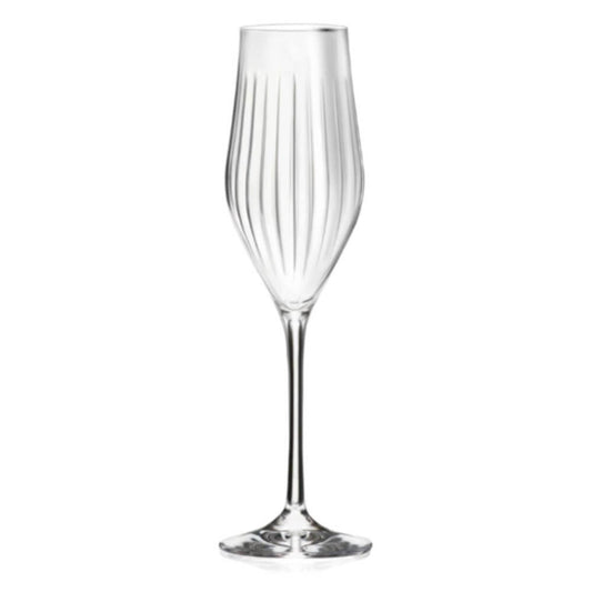 Комплект 6 кристални чаши за шампанско RCR Italy Timeless T23, 230 мл, LUXION®