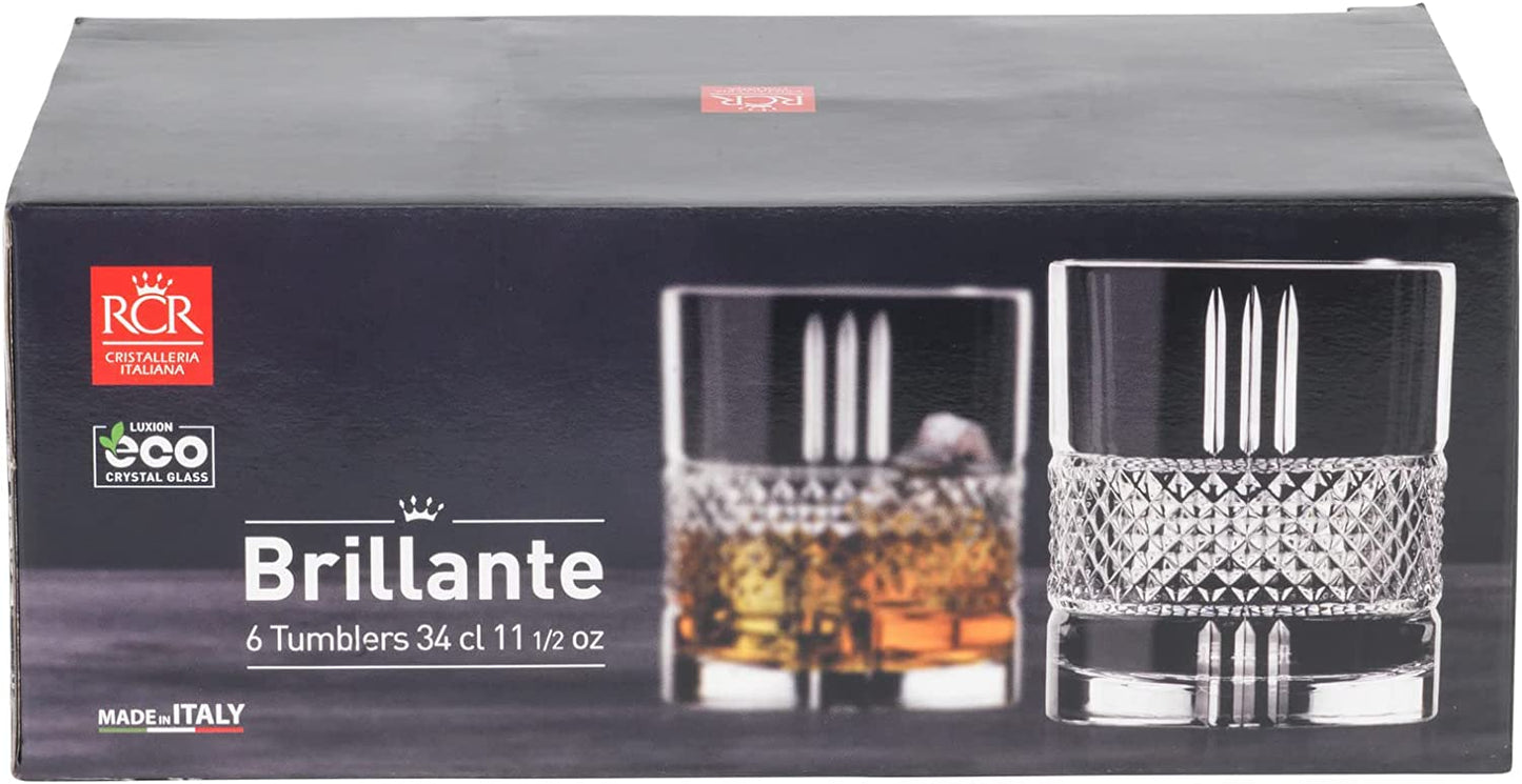 Set of 6 pcs. crystal glasses for whiskey/cocktails BRILLANTE Dof, RCR, 340 ml