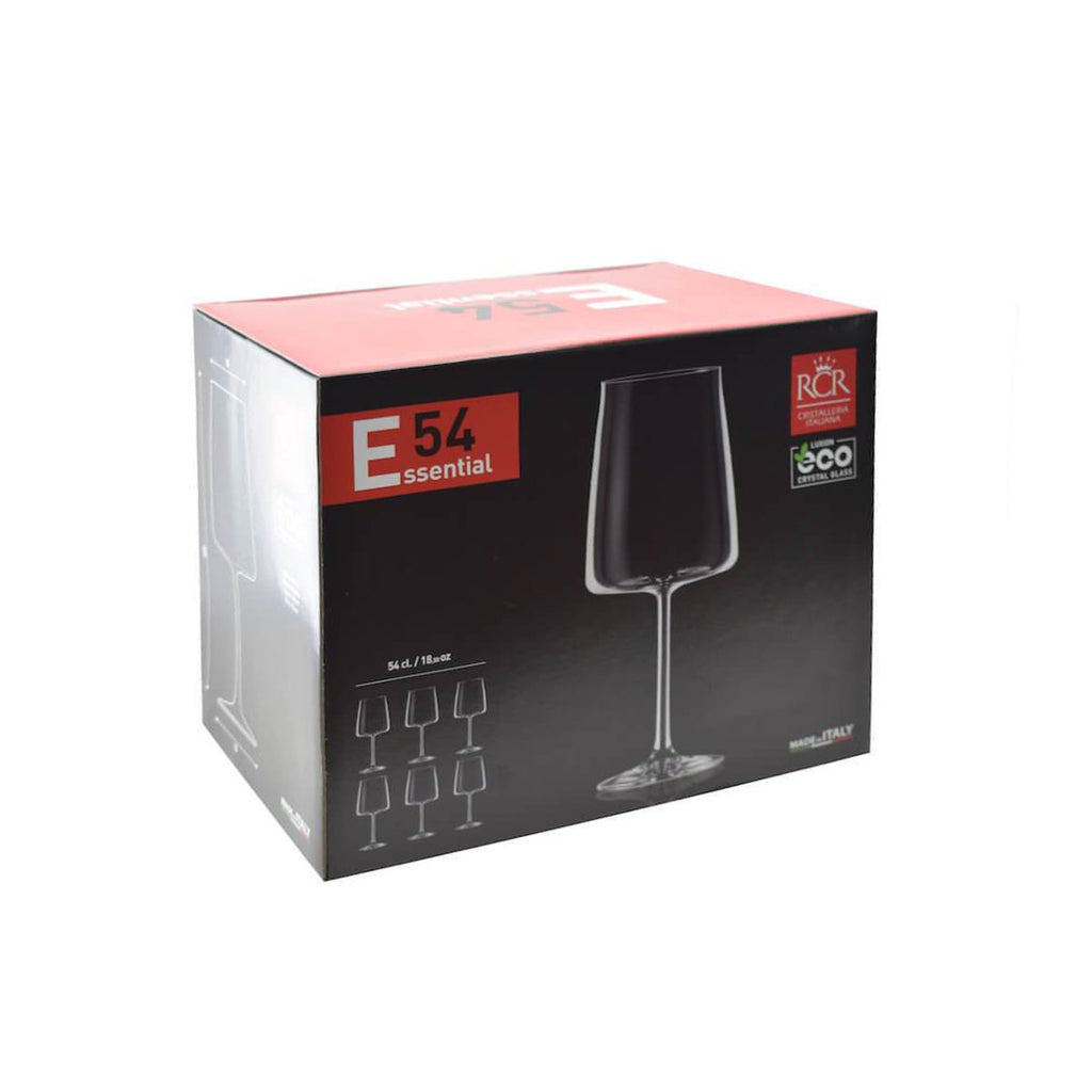 Комплект 6 кристални чаши за червено вино RCR Italy ESSENTIAL E54, 540 мл, LUXION®