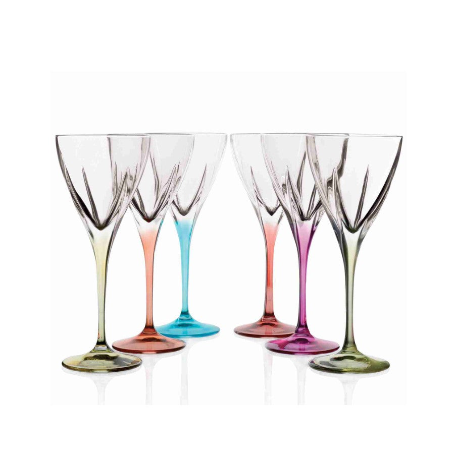 Комплект 6 кристални чаши за червено вино RCR Italy FUSION C2 Color, 250 мл, LUXION®