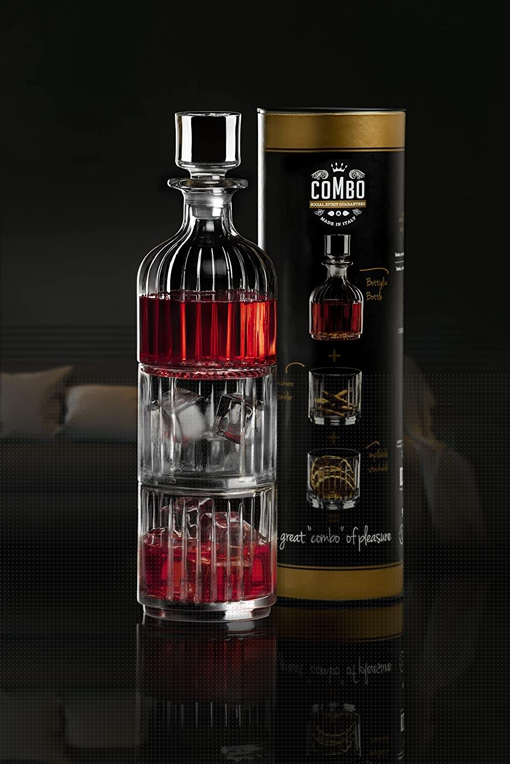 Комплект гарафа + 2 кристални чаши за уиски RCR Italy Combo