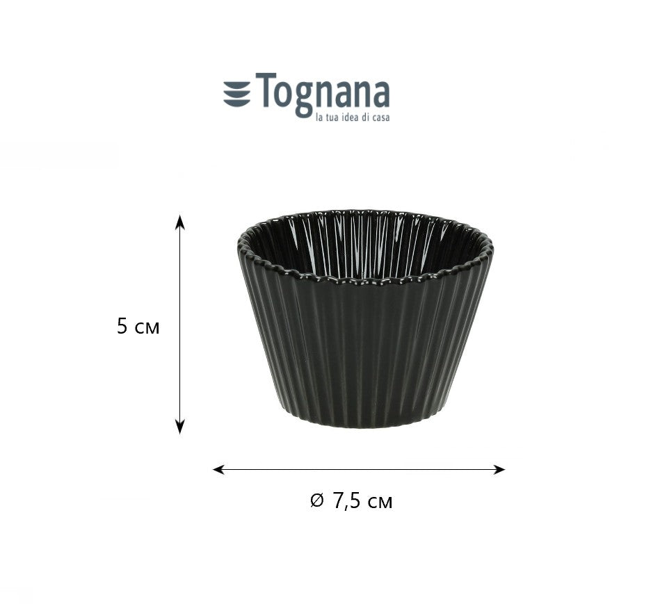 Комплект 6 бр. мини форми за мъфин Tognana, Mignon, 7 см, Порцелан, Черен