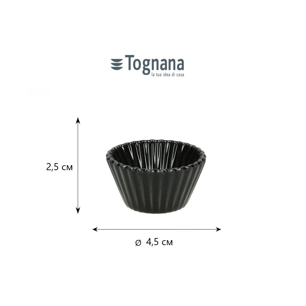 Комплект 6 бр. мини форми за мъфин Tognana, Mignon, 4 см, Порцелан, Черен