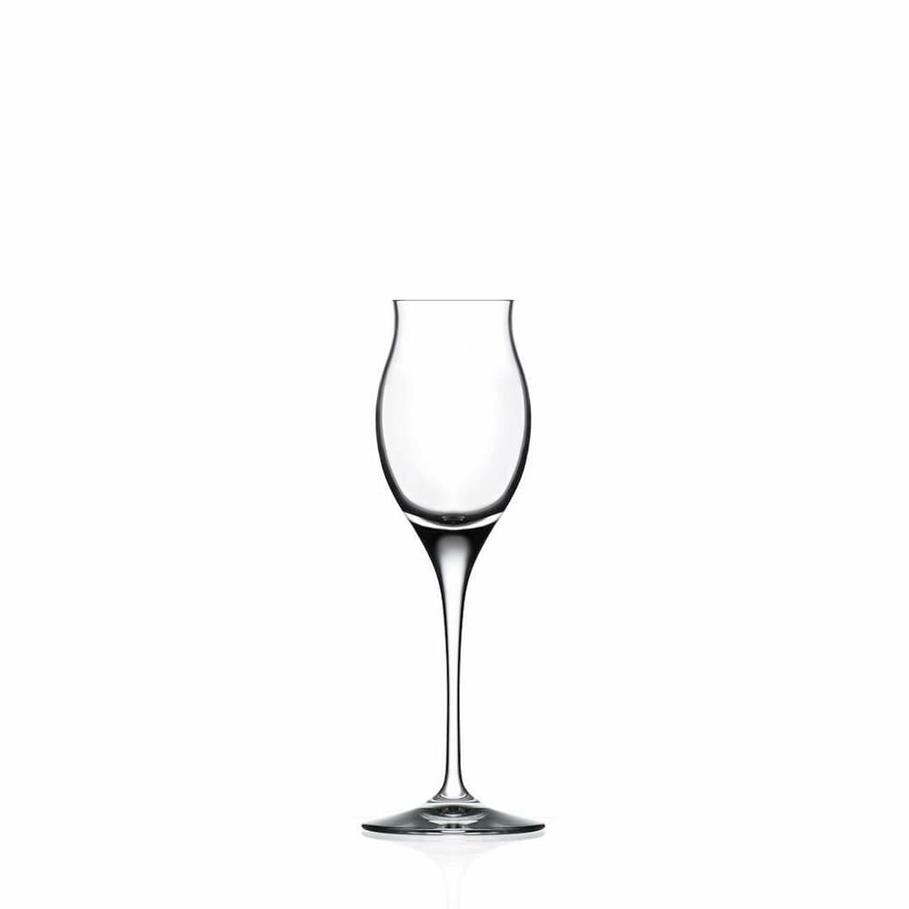 Eлегантни кристални чаши със столче invino на бял фон, подходящи за ракия, диджестиви, ликьори, граппа.