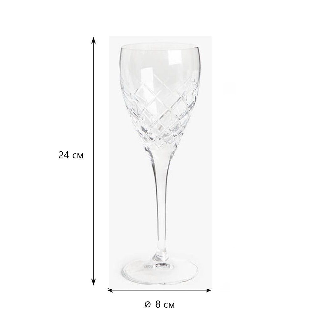 Сет 2 кристални чаши за вино RCR Italy John Lewis, ромб, 300 мл, LUXION®