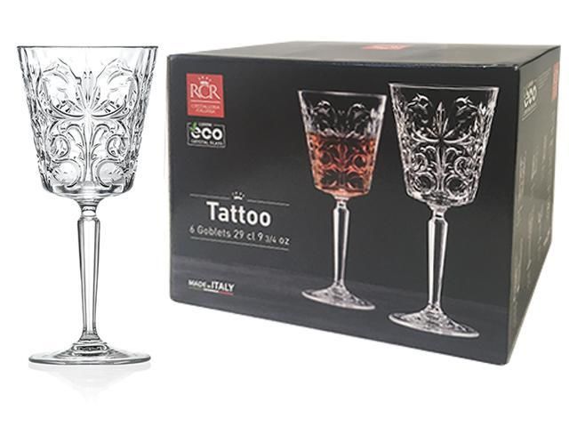 Комплект 6 кристални чаши за вино RCR Italy TATTOO, 290 мл, LUXION®