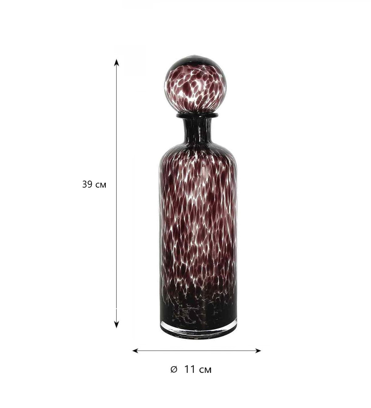 Bottle-shaped glass vase with stopper Design PLANET, Tognana, 39 cm